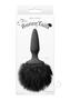 Bunny Tails Mini Silicone Butt Plug - Black Fur - Black